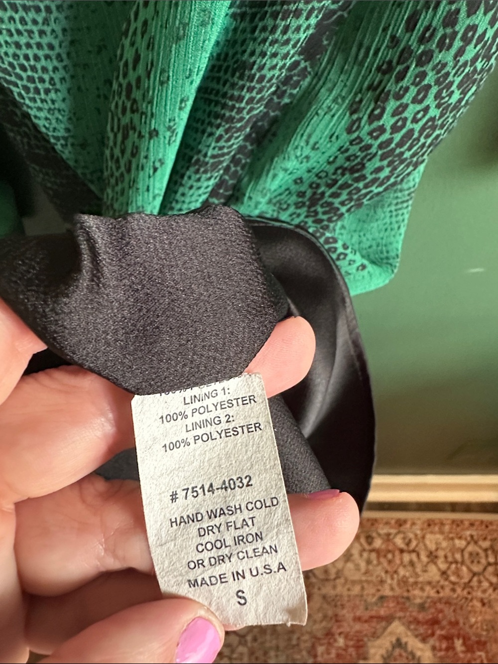 Waverly Grey Liberant Green Patterned Open Back Dress size small - Picture 5 of 8